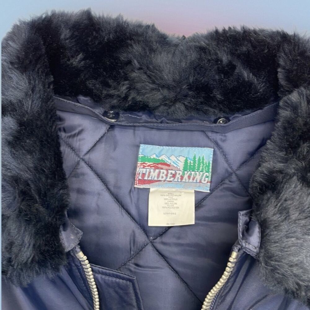 Vintage Style TIMBERKING Men’s 2XL Blue Winter Jacket - Picture 5 of 6